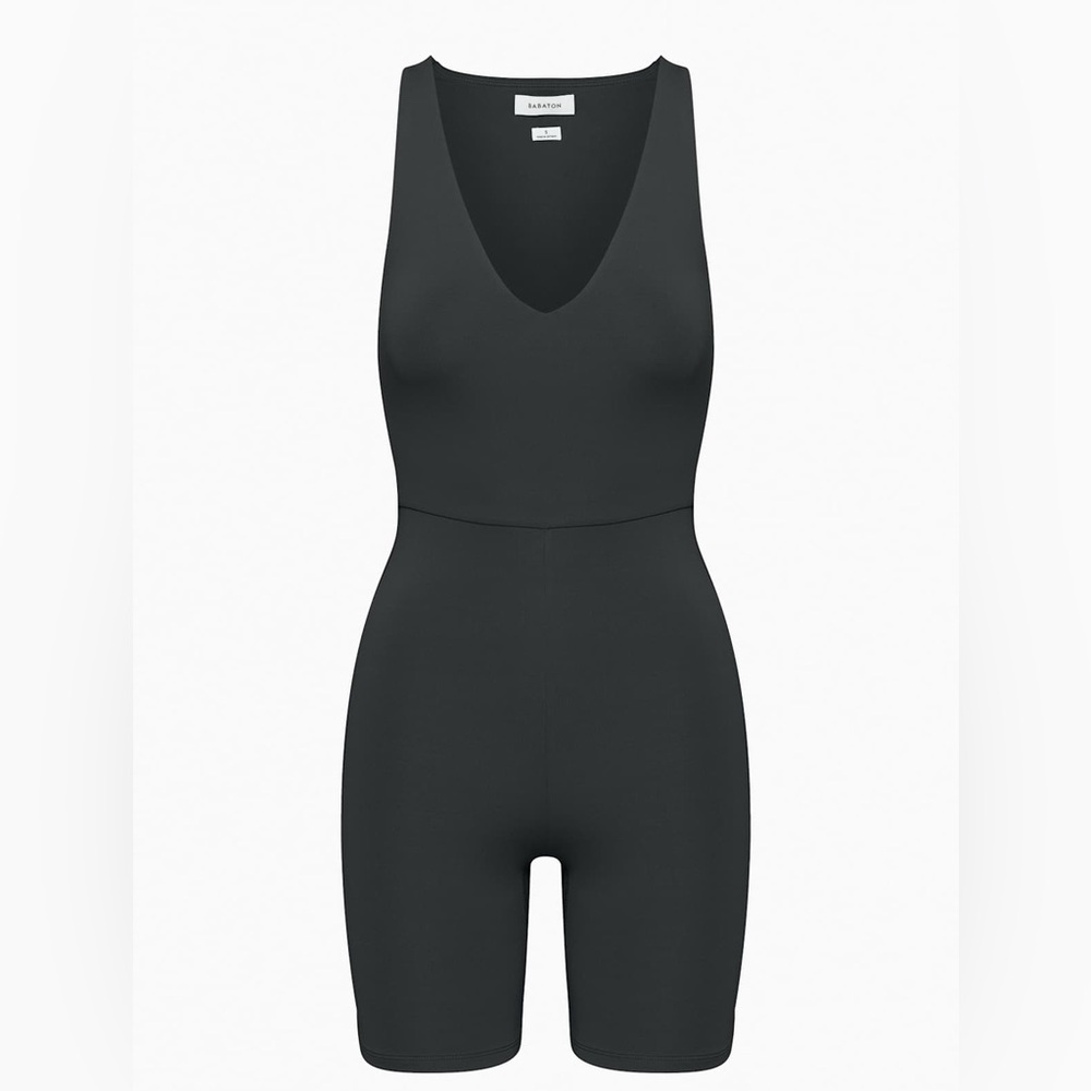 Aritzia Babaton Contour Black V-Neck Romper